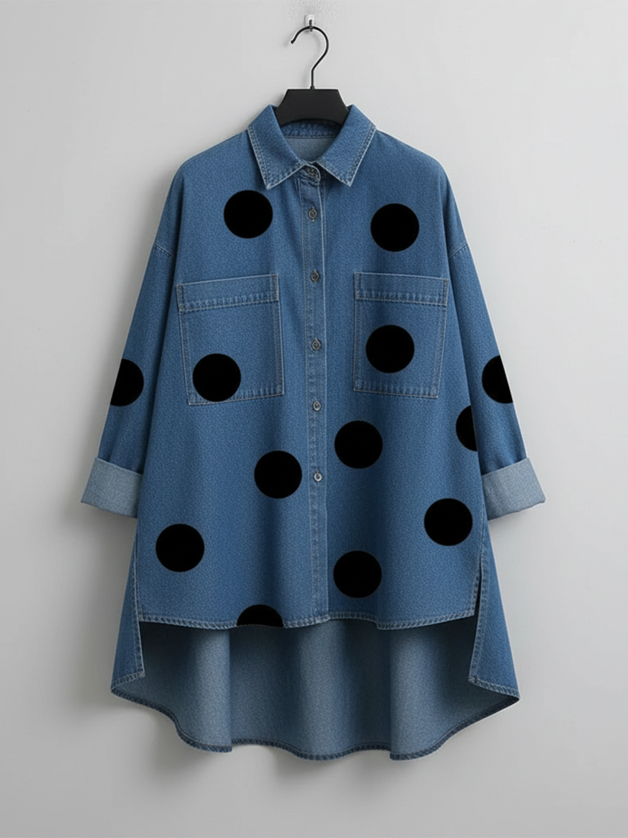 Maribel | Relaxed Collared Polka Dot Blouse