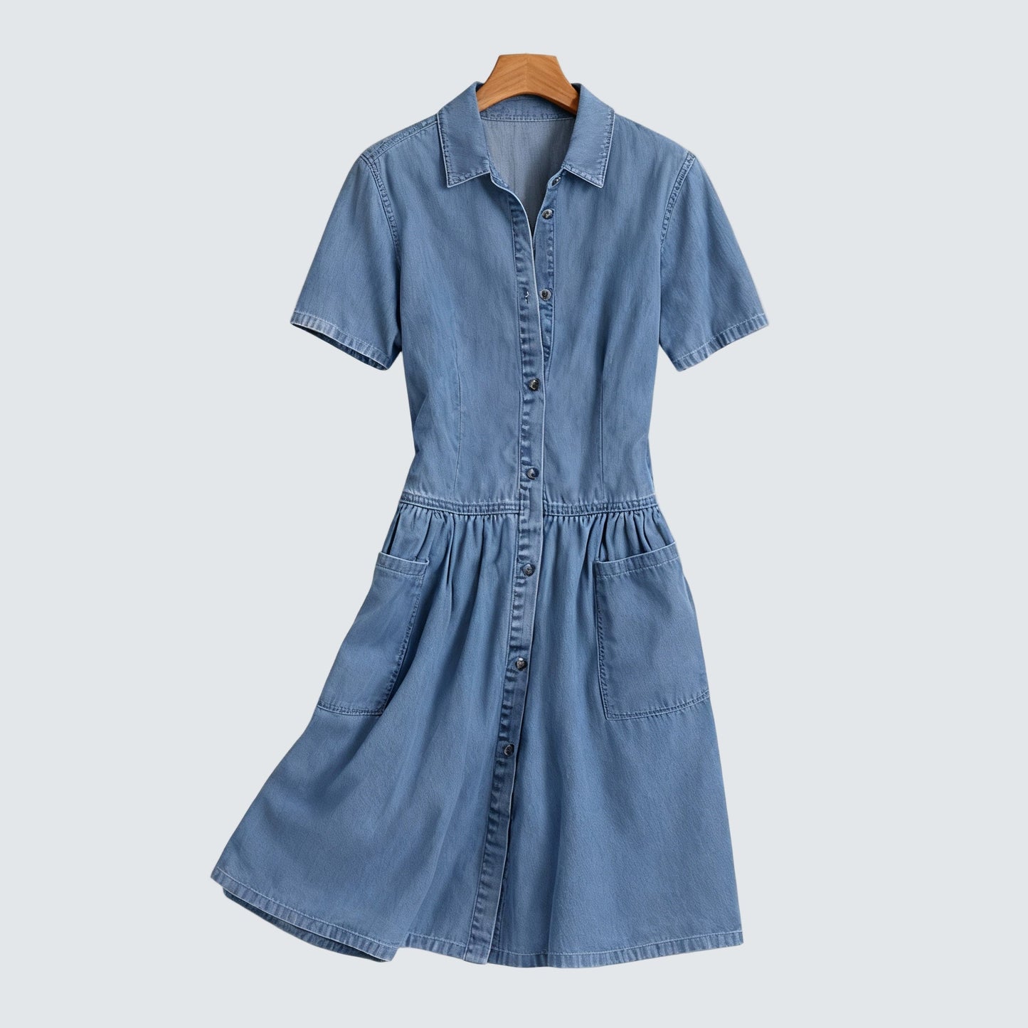 Elowisa | Short Sleeve Denim Shirt Dress