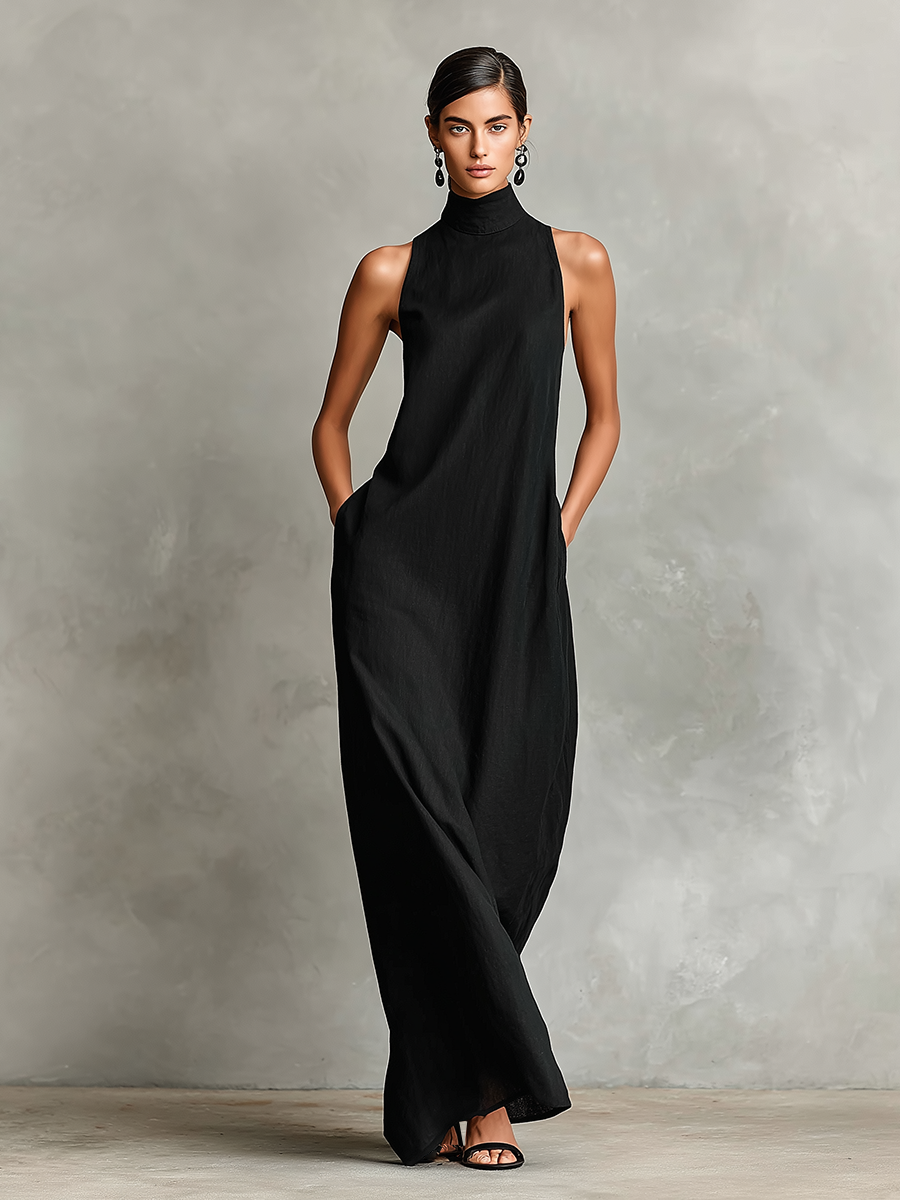 Calindra | Sophisticated High Neck Maxi Dress