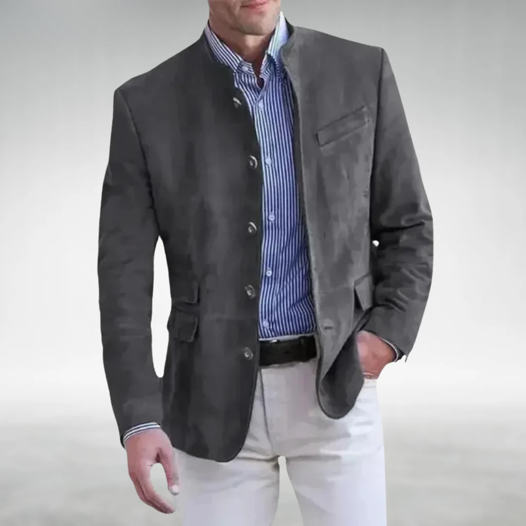 Caedmon | Vintage Stand Collar Suede Blazer