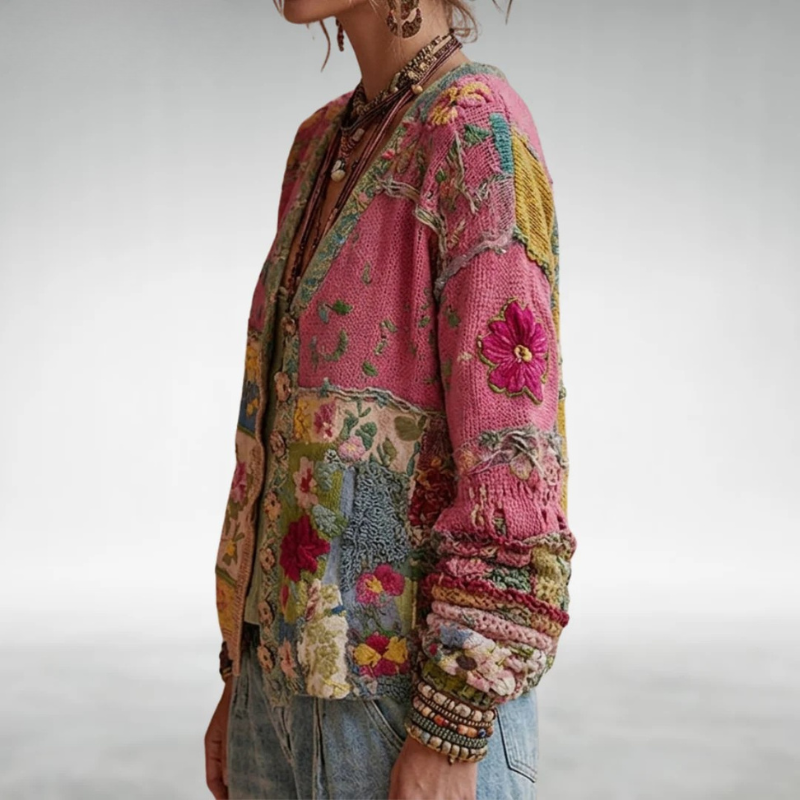 Bramelle | Floral Patch Button Cardigan