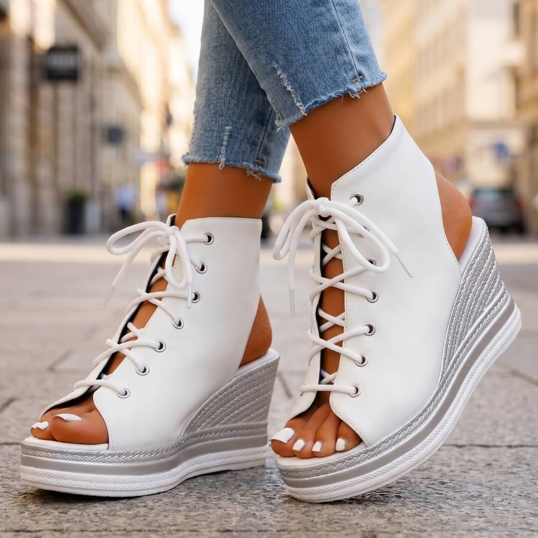 Violetta | Cut Out Lace Front Sandals