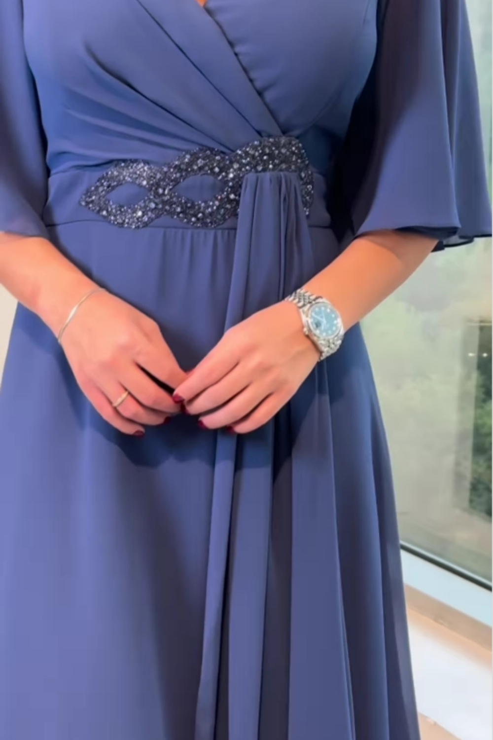 Honoria | Flutter Sleeve Formal Maxi Dress