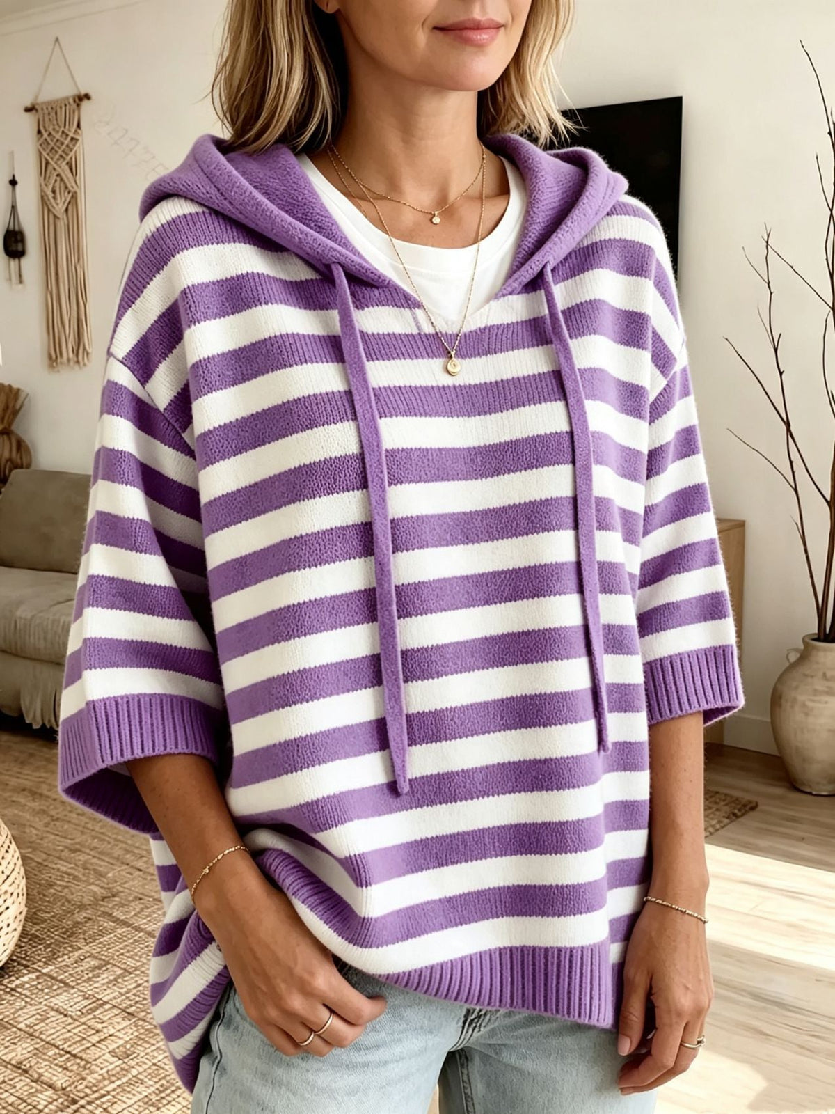 Cressina | Casual Striped Hooded Sweater