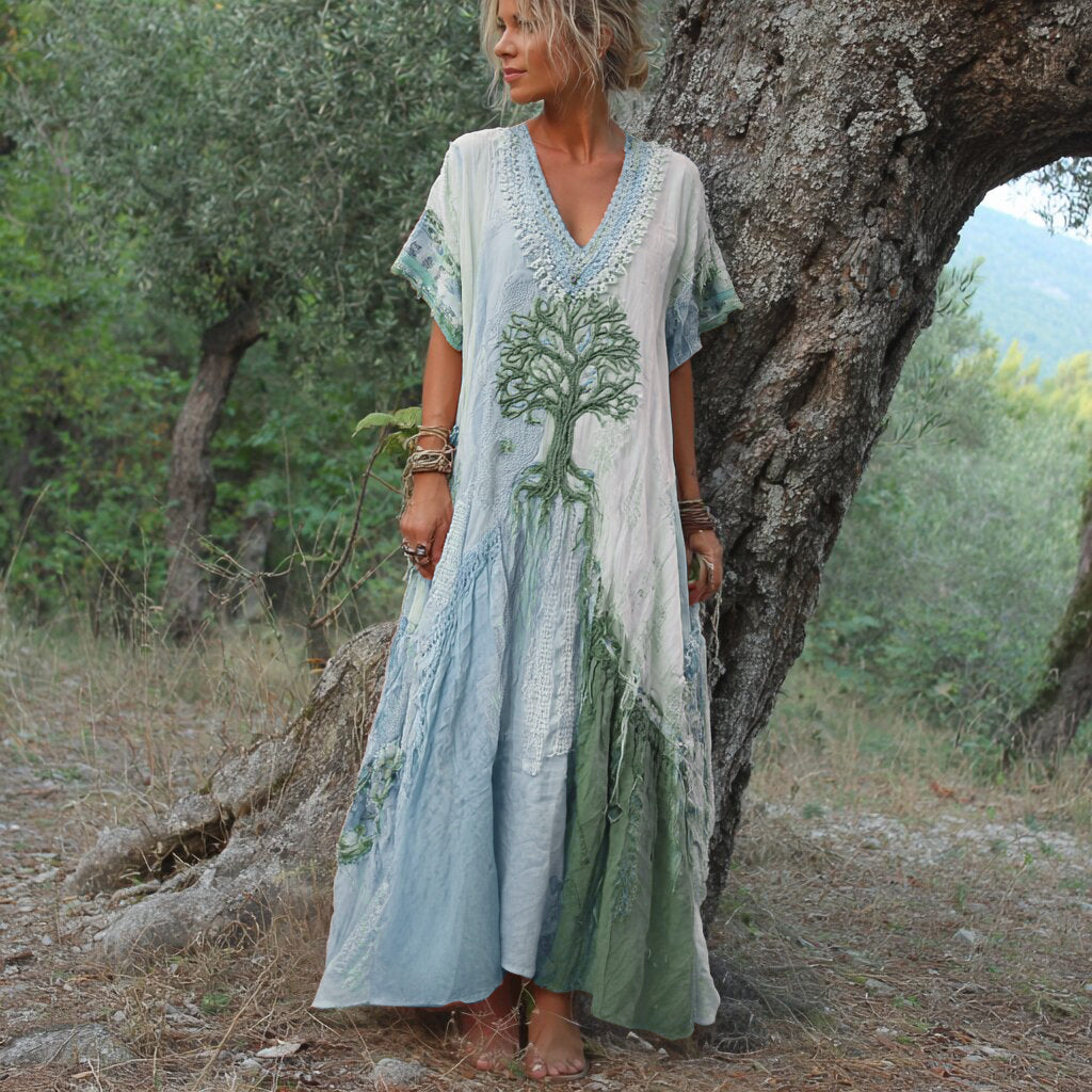 Tahlia | Artistic Tree Print Maxi Dress