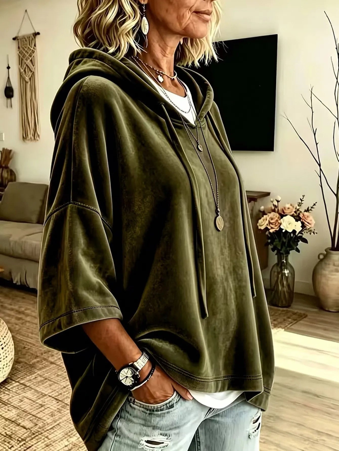 Ismeria | Cozy Velvet Hooded Top