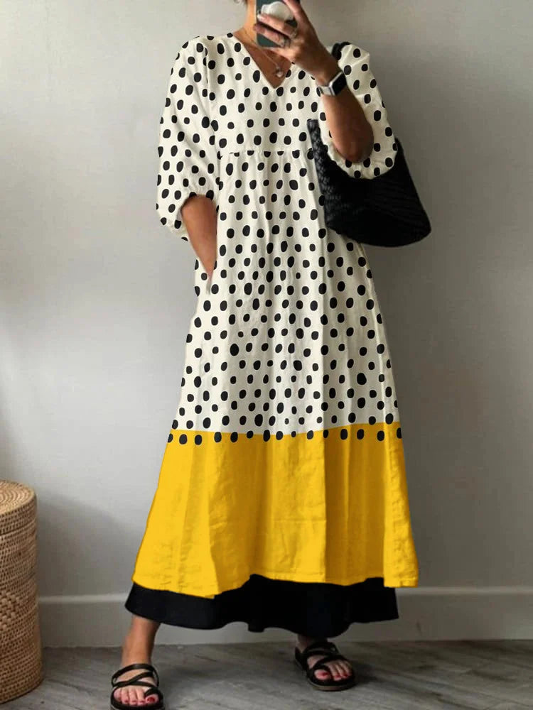 Nymeria | Artistic V Neck Maxi Dress