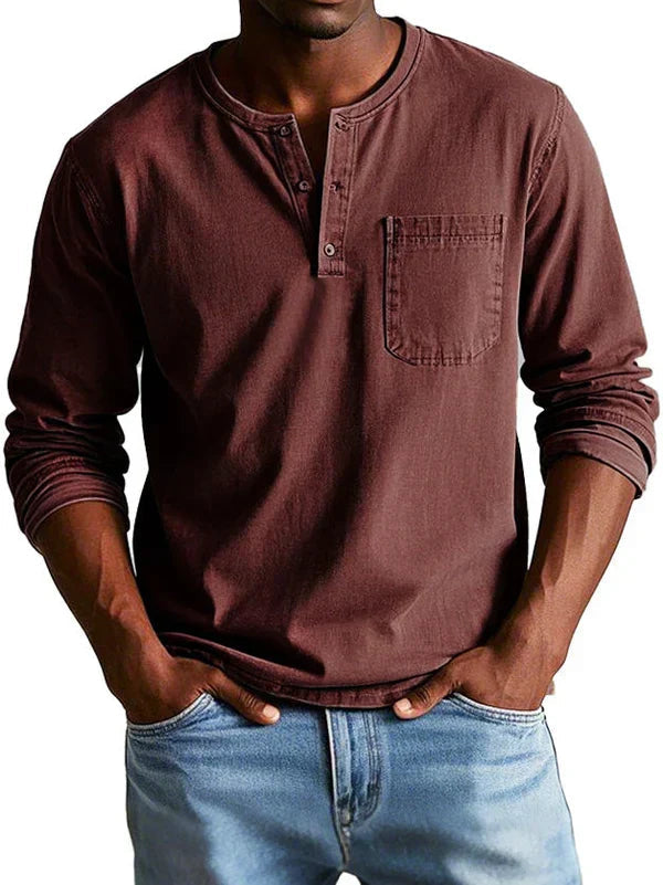 Garrett | Casual Button Neck Henley Shirt