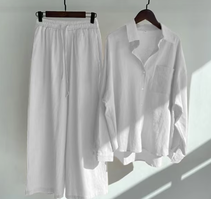 Solenne | Relaxed Shirt and Wide Leg Trouser Set
