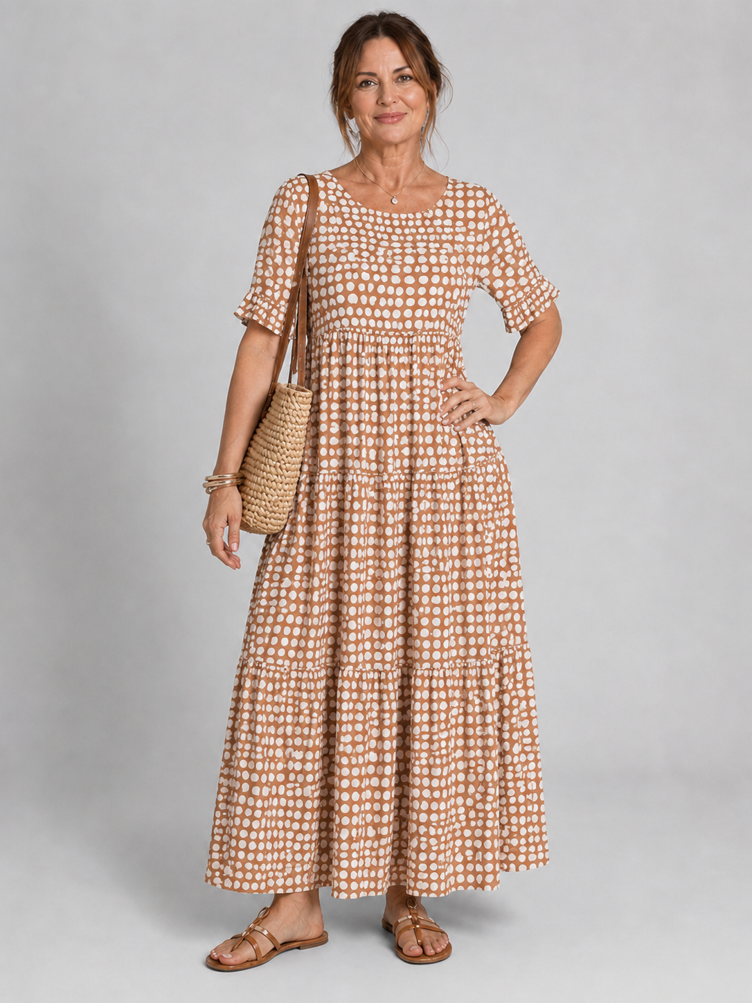 Jorelle | Graceful Printed Tiered Maxi Dress