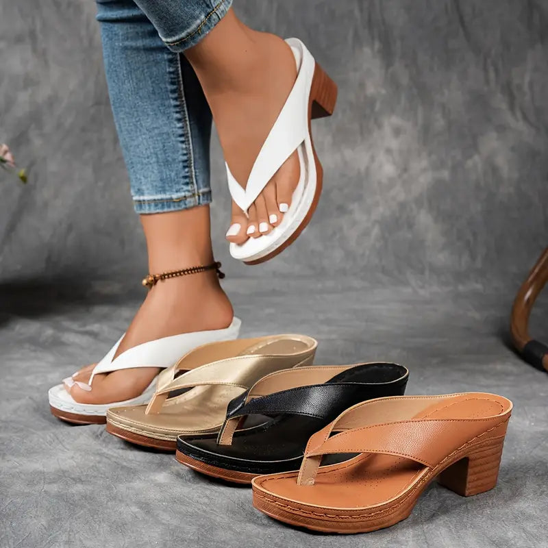 Aria | Metallic Strappy Block Heel Sandals