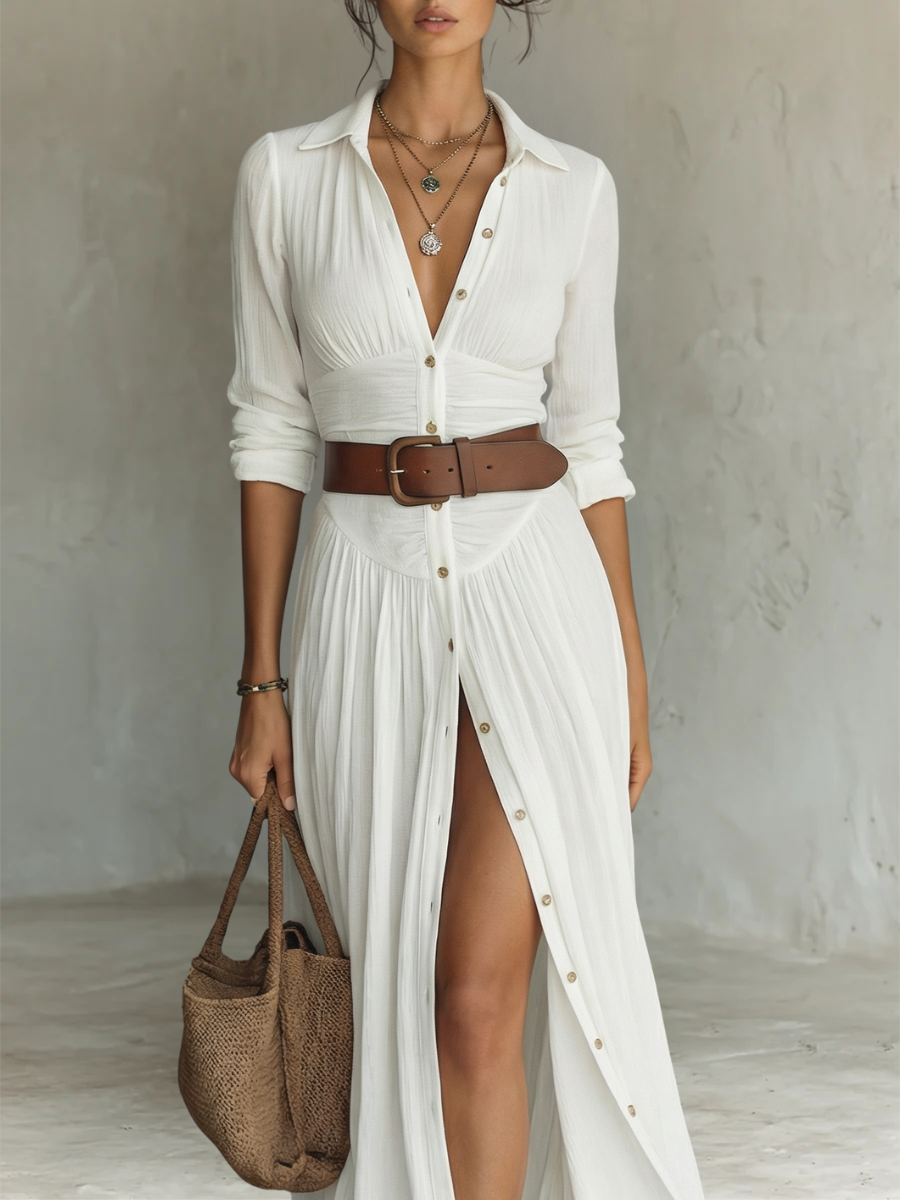 Briselle | Flowing Collared Shirt Dress