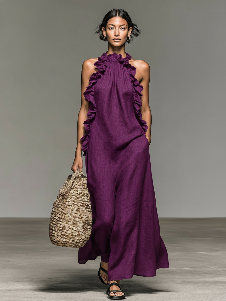 Halcyra | Flowing Sleeveless Evening Dress