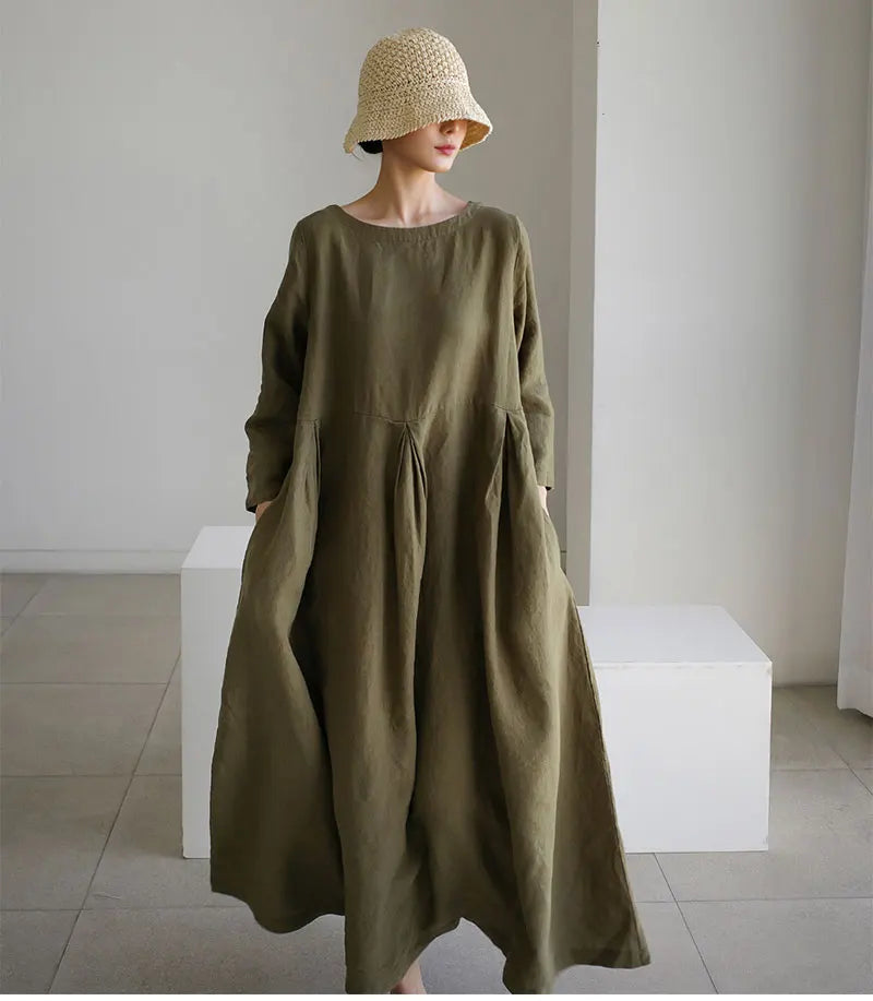 Thalassa | Gathered Front Linen Dress