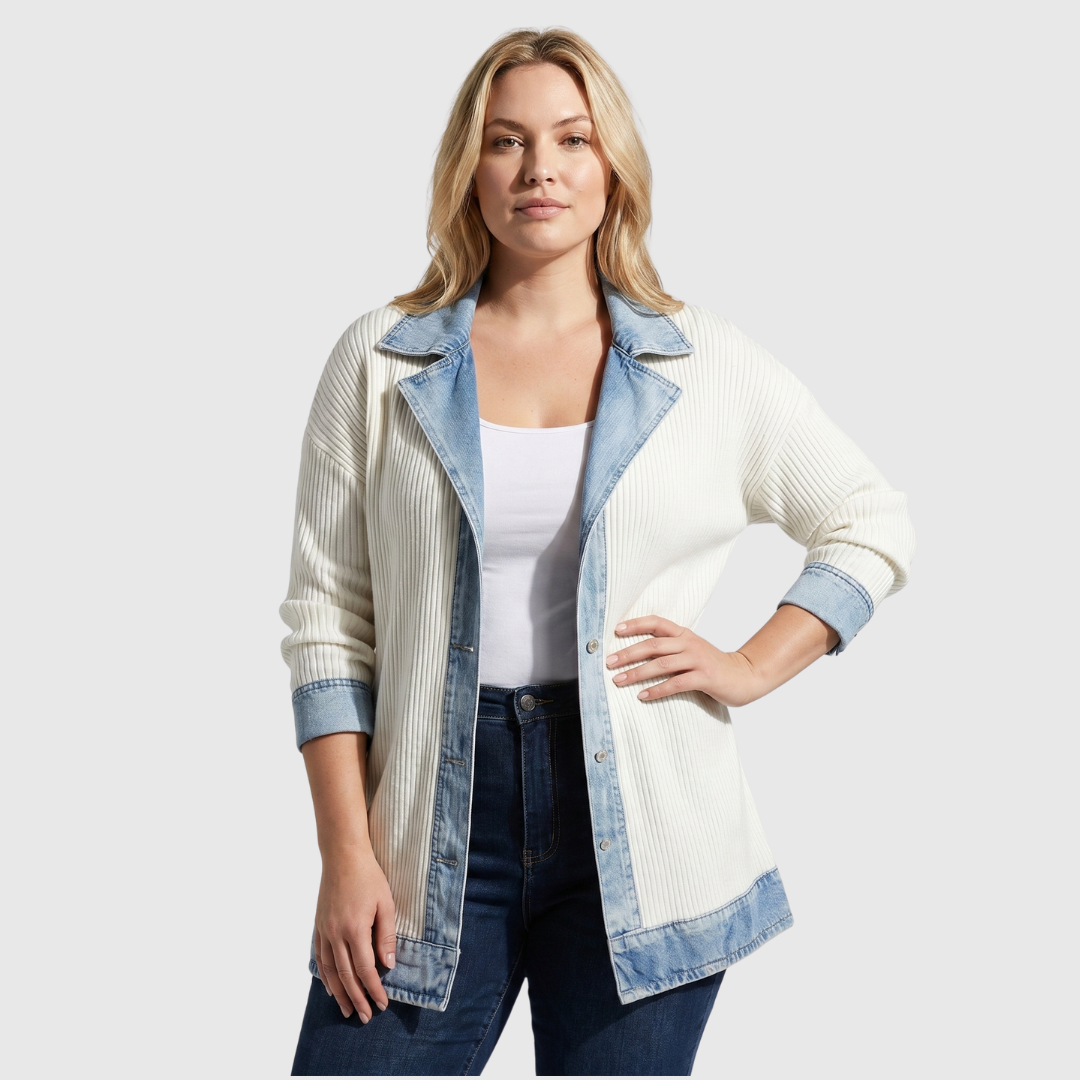 Juliette | Button Front Denim Knit Cardigan