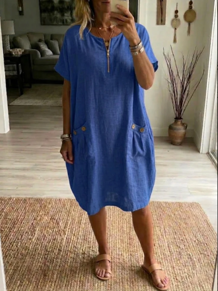 Rosalyn | Short Sleeve Pocket Front Dress