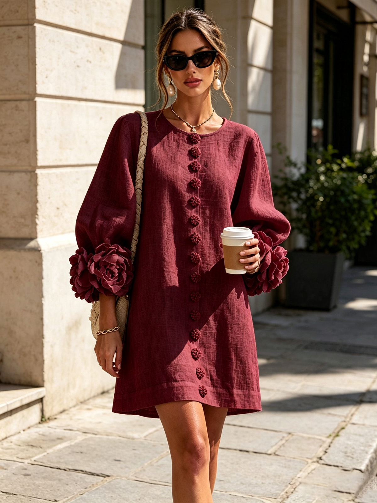 Corabelle | Puff Sleeve Linen Mini Dress