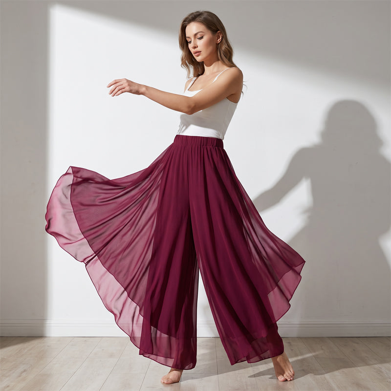Maristelle | Layered Mesh Wide Leg Trousers