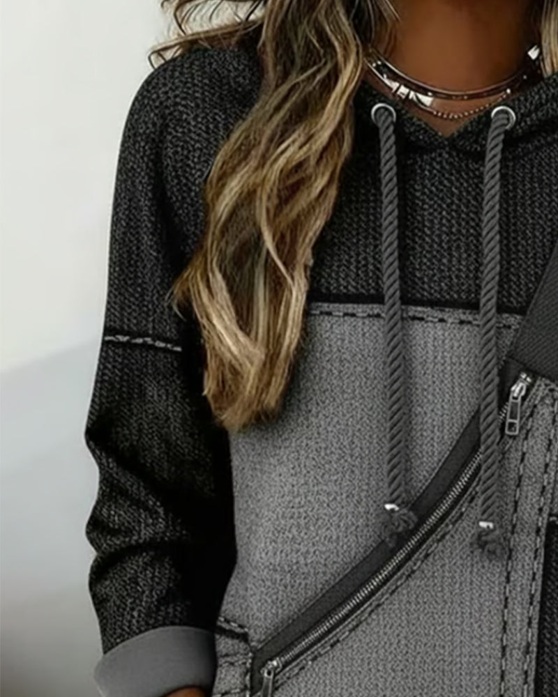 Diantha | Two-Tone Zip Detail Hoodie