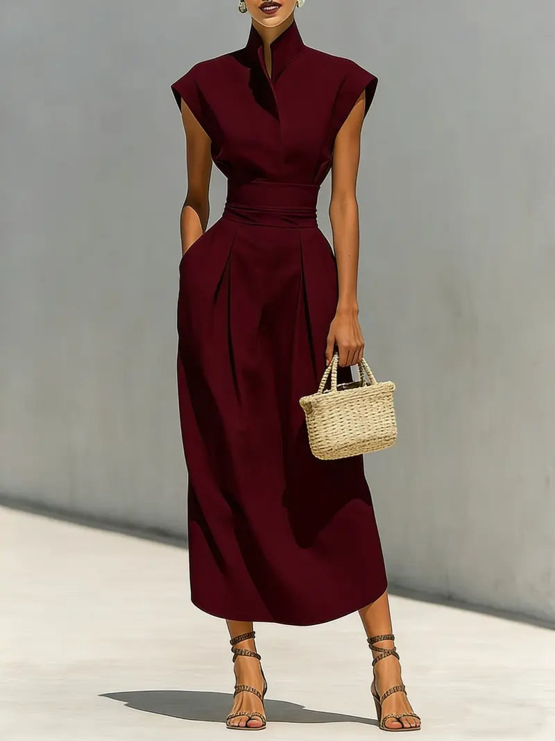 Vallora | Elegant High Neck Occasion Dress