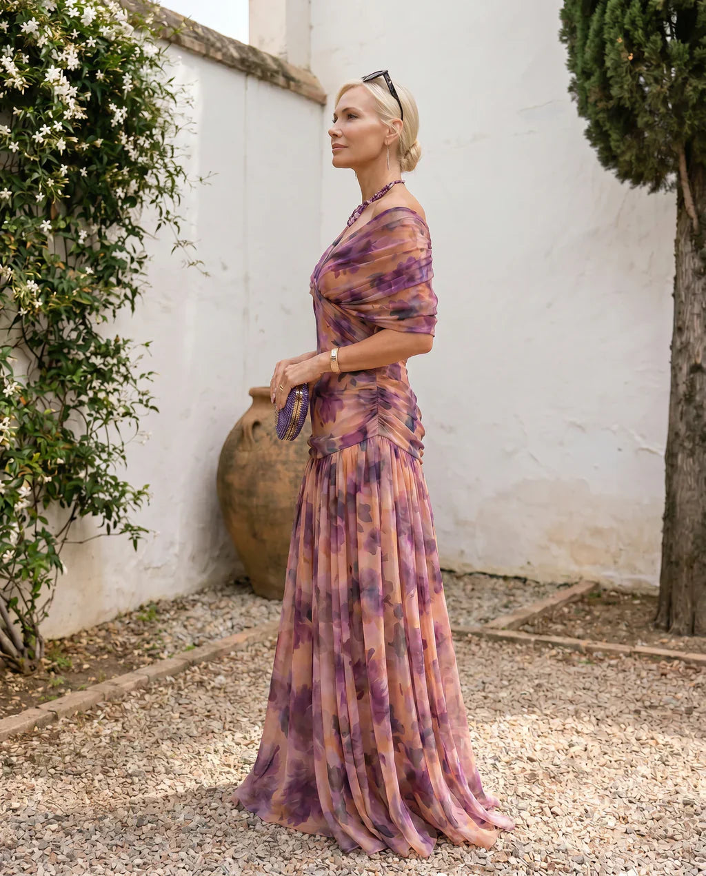 Elowenne | Ruched Waist Evening Maxi Dress