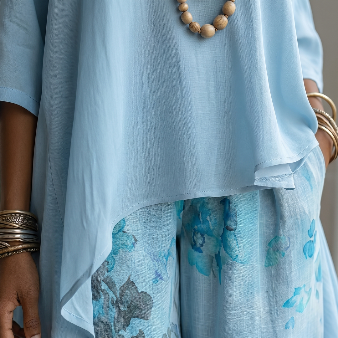 Elovia | Layered Tunic And Printed Trouser Set