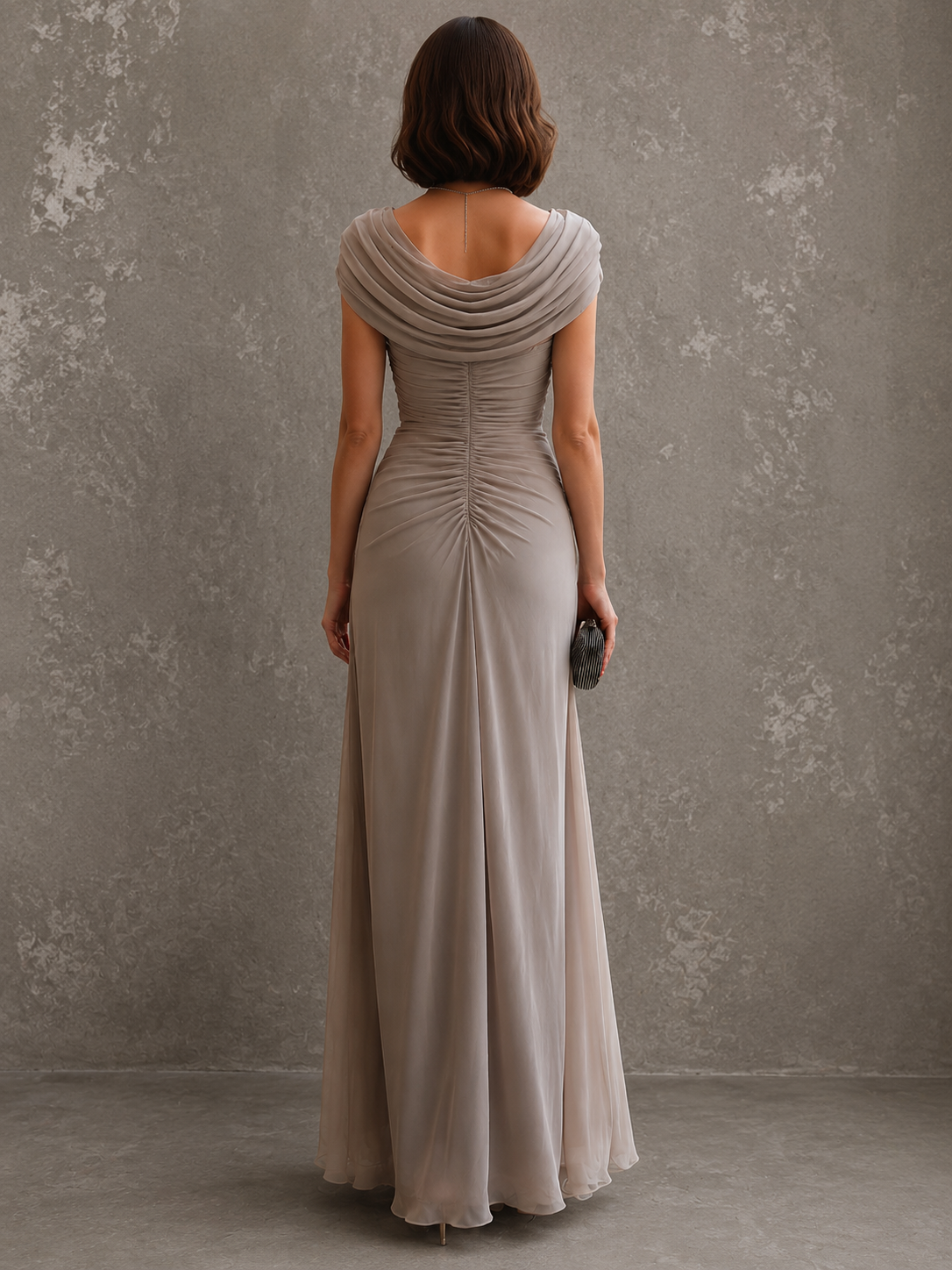 Solennea | Refined Ruched Chiffon Maxi Dress