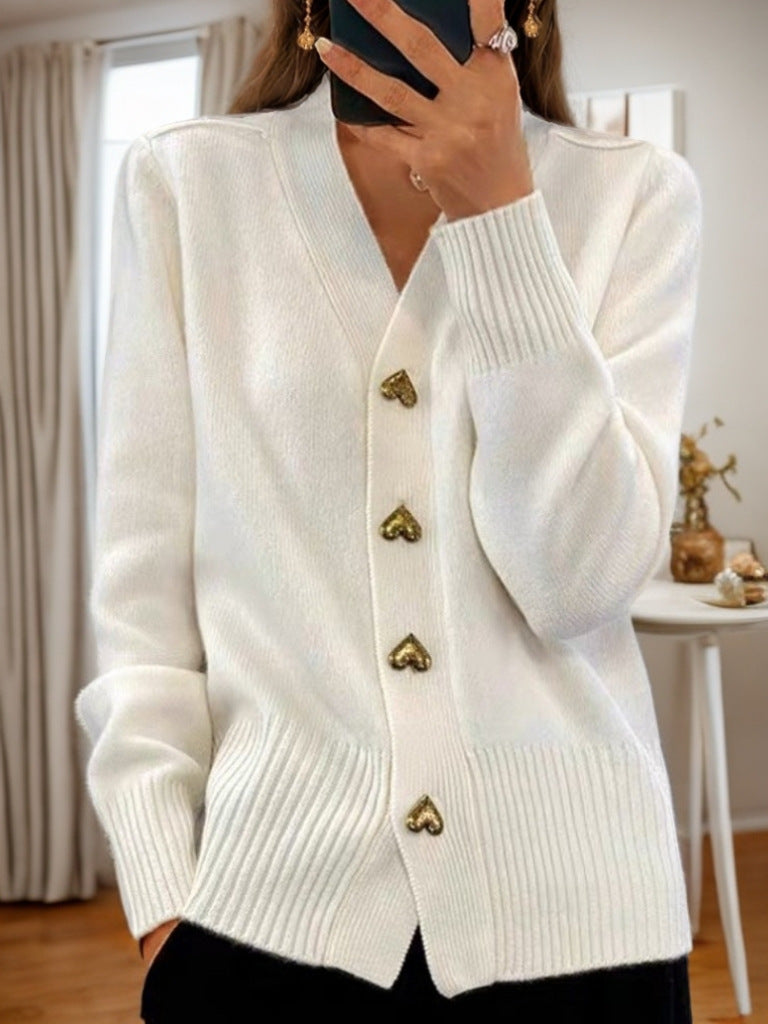 Elsinette | Cozy V Neck Button Cardigan