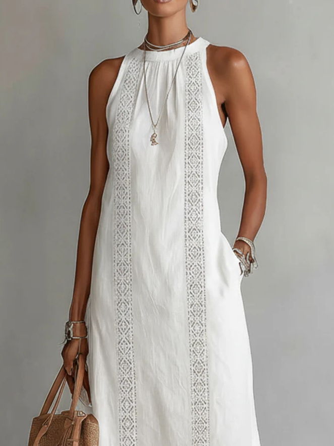 Corliss | Elegant Lace Trim Midi Dress