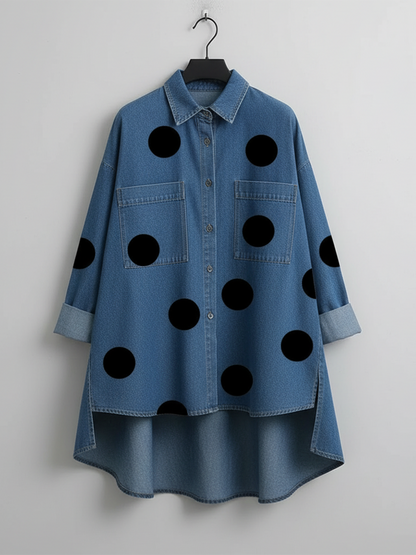Maribel | Relaxed Collared Polka Dot Blouse