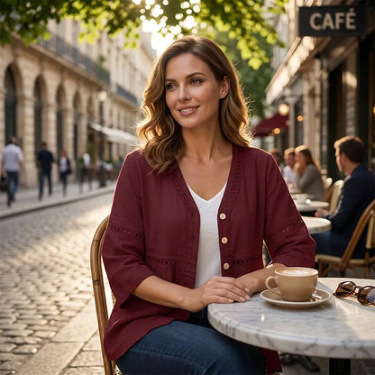 Gwendolyn | Textured V Neck Casual Blouse