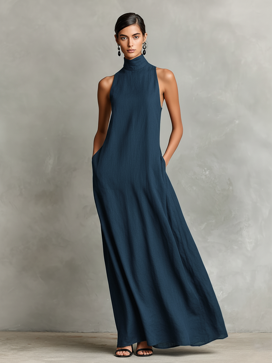 Calindra | Sophisticated High Neck Maxi Dress