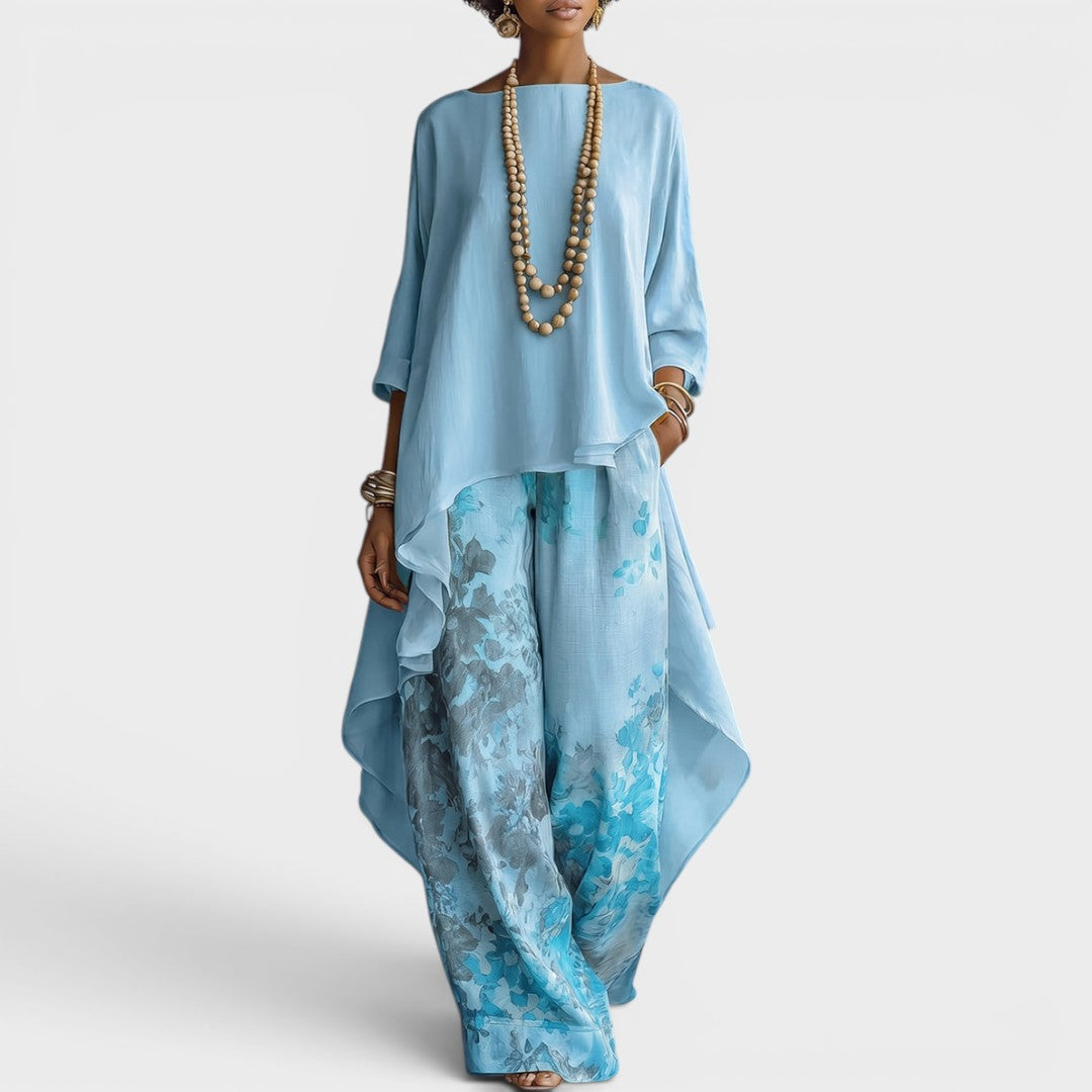 Elovia | Layered Tunic And Printed Trouser Set