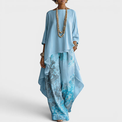 Elovia | Layered Tunic And Printed Trouser Set