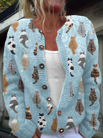 Zyrelisse | Casual Long Sleeve Cat Knit Cardigan
