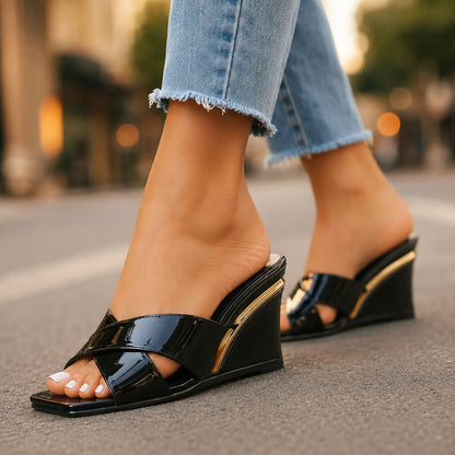 Verity | Chic Cross Strap Slide Sandals