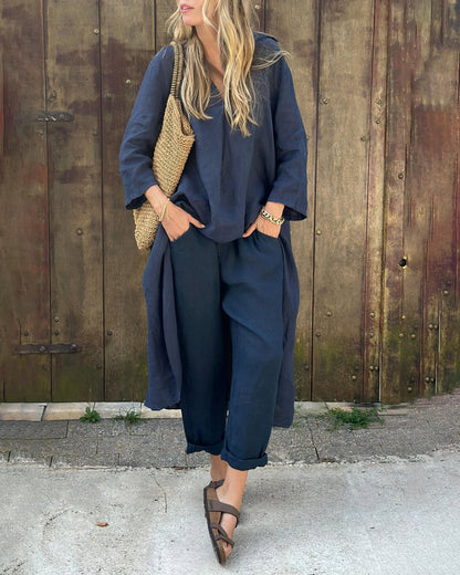 Tamsina | Coastal Linen Layered Pants Set