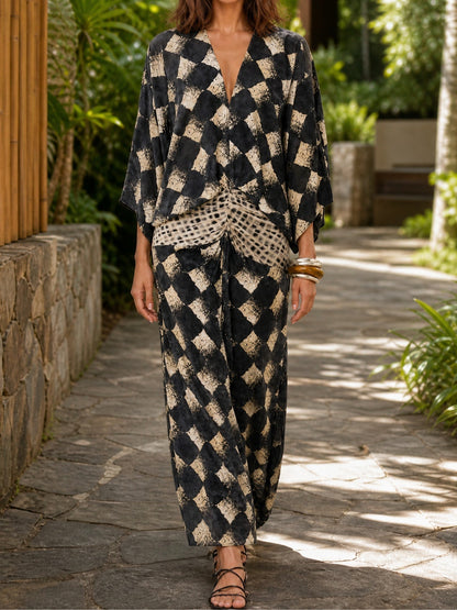 Dovalyn | Artistic Pattern Twist Maxi Dress