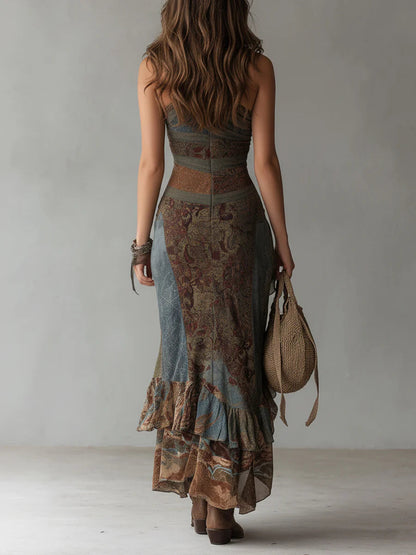 Maristella | Draped Paisley Occasion Dress