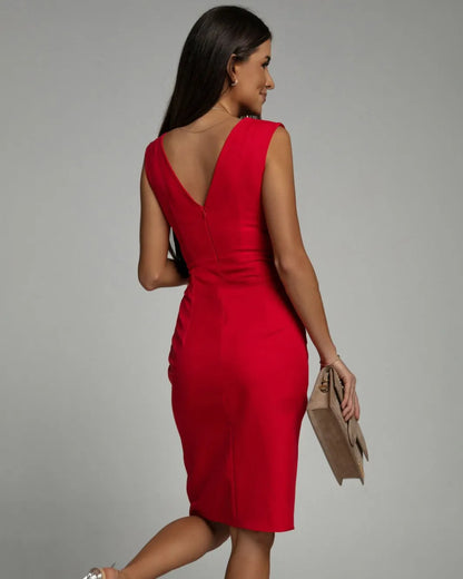 Neravelle | Sophisticated V-Neck Midi Dress