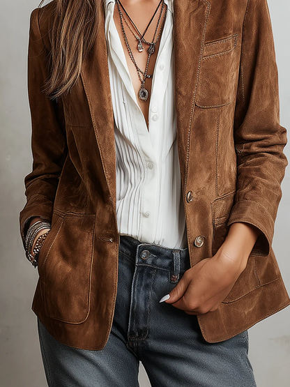 Salome | Notch Lapel Suede Blazer
