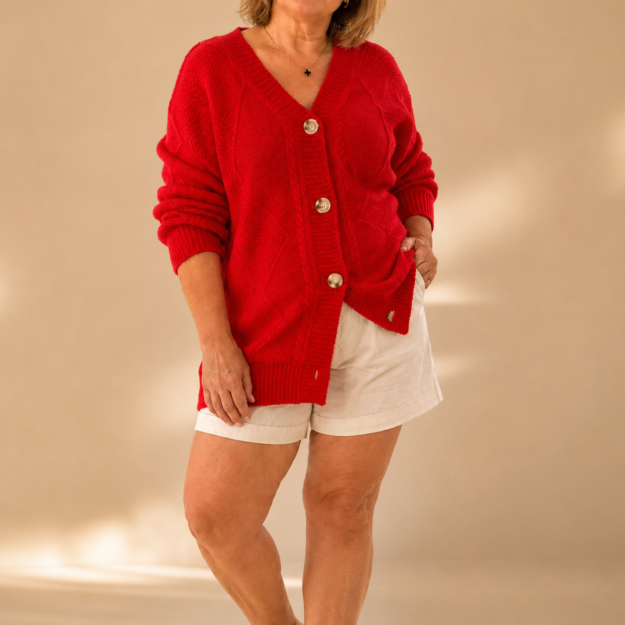 Bellamyra | Soft Cable Knit Button Cardigan