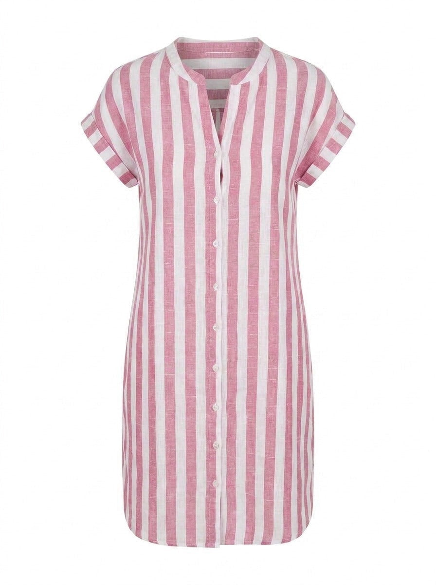 Quillan | Striped Button Front Shirt Dress