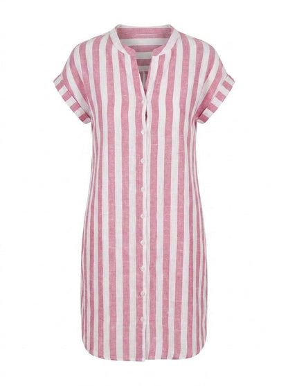 Quillan | Striped Button Front Shirt Dress