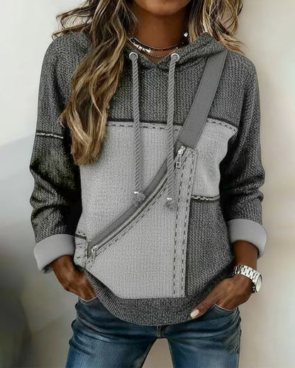 Diantha | Two-Tone Zip Detail Hoodie