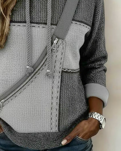 Diantha | Two-Tone Zip Detail Hoodie