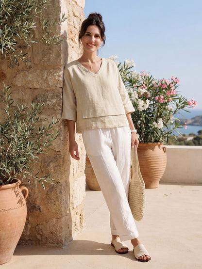 Rhoswen | Relaxed Layered Linen Top