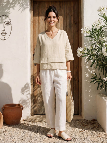 Rhoswen | Relaxed Layered Linen Top