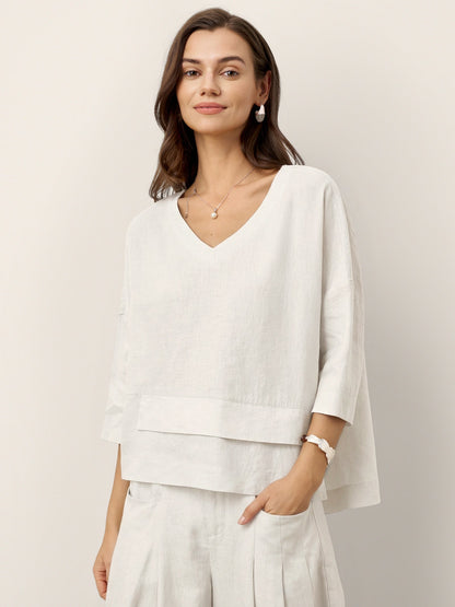 Rhoswen | Relaxed Layered Linen Top