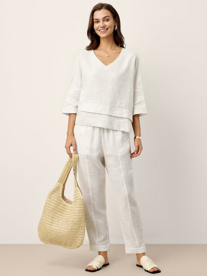 Rhoswen | Relaxed Layered Linen Top
